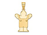 14k Yellow Gold Solid Satin Boy with Overalls Charm