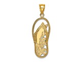 14k Yellow Gold Polished and Textured Dolphin Flip-Flop Charm