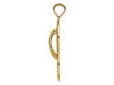 14k Yellow Gold Polished and Textured Dolphin Flip-Flop Charm