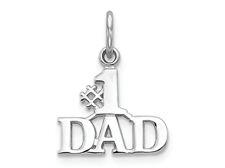Rhodium Over 14K White Gold Number 1 DAD Charm