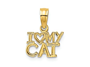 10K Yellow Gold I Love (Heart) My Cat Charm