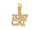 10K Yellow Gold I Love (Heart) My Cat Charm