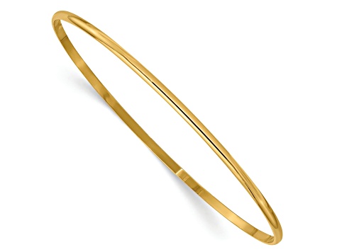 14k Yellow Gold 2mm Solid Polished Half-Round Slip-On Bangle