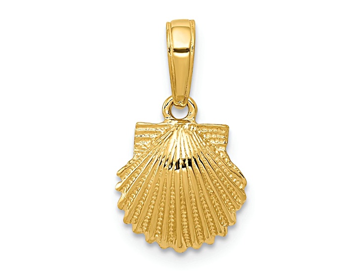 14k Yellow Gold Textured Scallop Shell Pendant