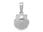 Rhodium Over 14k White Gold Textured Scallop Shell Pendant