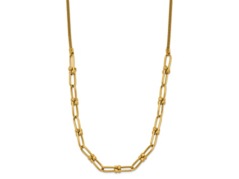14k Yellow Gold 5.03mm Polished and Diamond-Cut Fancy Open Link 17 Inch Chain