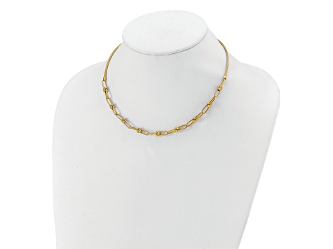 14k Yellow Gold 5.03mm Polished and Diamond-Cut Fancy Open Link 17 Inch Chain