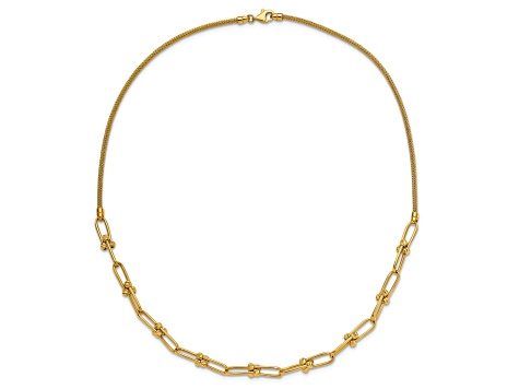 14k Yellow Gold 5.03mm Polished and Diamond-Cut Fancy Open Link 17 Inch Chain