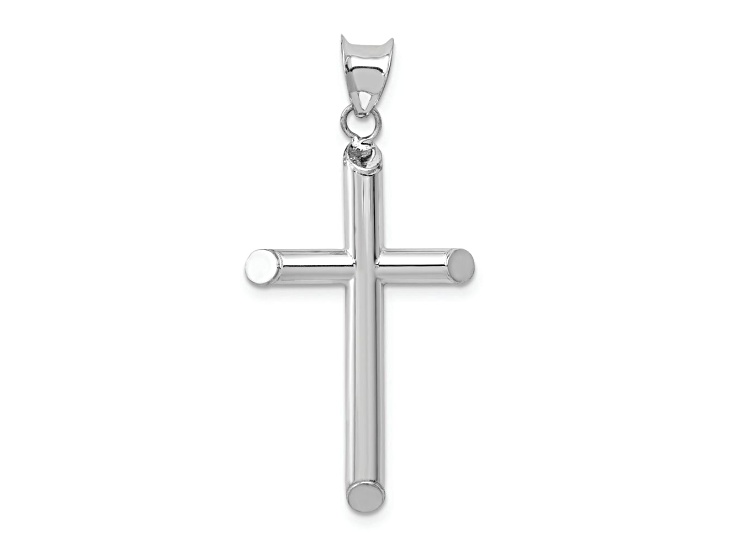 Rhodium Over 14k White Gold 3D Cross Pendant