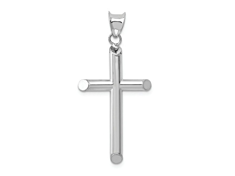 Rhodium Over 14k White Gold 3D Cross Pendant