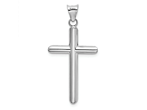 Rhodium Over 14k White Gold 3D Cross Pendant