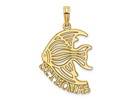 14k Yellow Gold Polished ST. THOMAS Angelfish Charm
