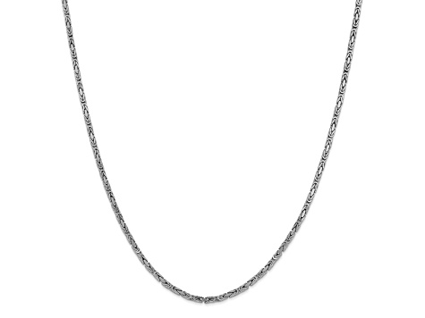 14K White Gold 2mm Byzantine Chain Necklace