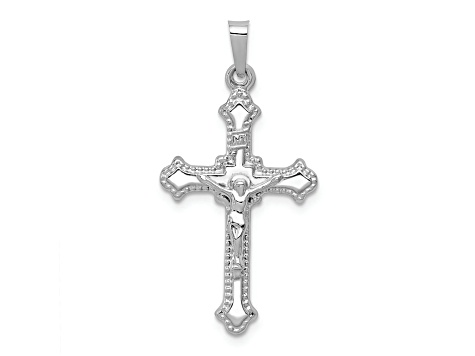 Rhodium Over 14K White Gold Polished INRI Crucifix Pendant - 187KTA ...