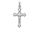 Rhodium Over 14K White Gold Polished INRI Crucifix Pendant