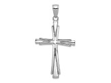 Rhodium Over 14K White Gold Polished Solid Cross Pendant
