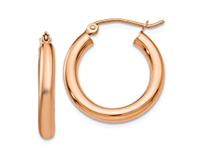 10k Rose Gold Polished 13/16" Hoop Earrings