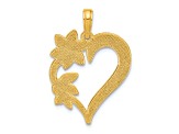 14k Yellow Gold Polished Floral Heart Pendant