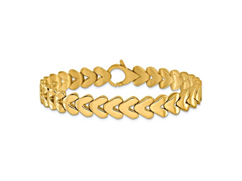 14K Yellow Gold 8.8mm Reversible Fancy Link 7.5 inch Bracelet