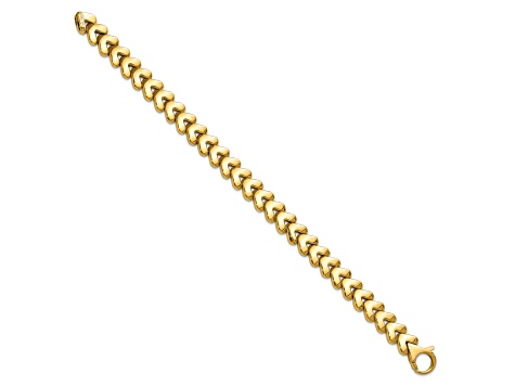 14K Yellow Gold 8.8mm Reversible Fancy Link 7.5 inch Bracelet