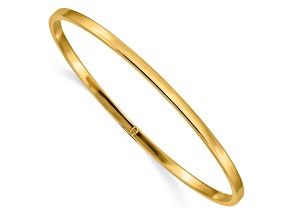 10k Yellow Gold 3mm Polished Square Tube Slip-on Bangle