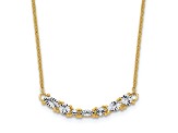 14K Yellow Gold and White Rhodium-plated Polished and Diamond-cut Bar Necklace