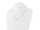14K Yellow Gold and White Rhodium-plated Polished and Diamond-cut Bar Necklace