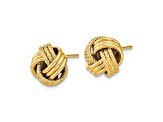 14k Yellow Gold Polished Textured Love Knot Stud Earrings