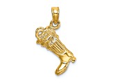 14k Yellow Gold 3D Textured Firefighter Boot Pendant