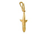 14k Yellow Gold 3D Polished Hanging Shark Pendant