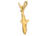 14k Yellow Gold 3D Polished Hanging Shark Pendant