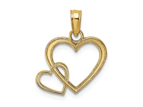 10K Yellow Gold Flat Two Intertwined Heart Charm