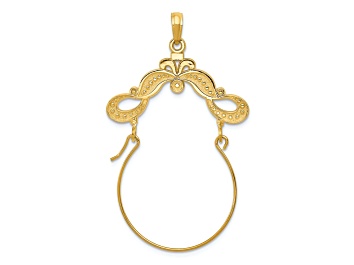 Picture of 14K Yellow Gold Polished Ribbon Decorated Charm Holder