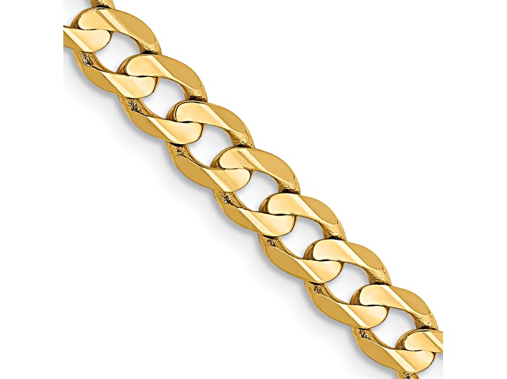 10k Yellow Gold 4.5mm Open Concave Curb Link Bracelet