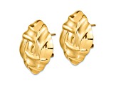 14k Yellow Gold 26mm Polished and Satin Stud Earrings