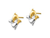 14K Two-tone Gold with Rhodium Dolphin Post Earrings