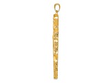 14K Yellow Gold Large Tree Textured Cross Pendant