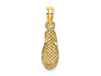 Picture of 14k Yellow Gold 3D Textured Captiva Flip-Flop pendant