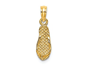 14k Yellow Gold 3D Textured Captiva Flip-Flop pendant
