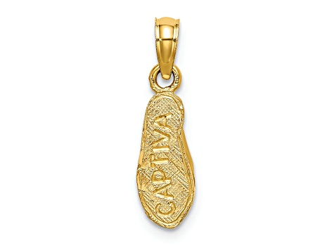 14k Yellow Gold 3D Textured Captiva Flip-Flop pendant