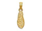 14k Yellow Gold 3D Textured Captiva Flip-Flop pendant