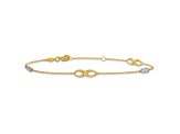 14K Two-tone Polished Anklet with 1-inch Extension