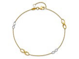 14K Two-tone Polished Anklet with 1-inch Extension