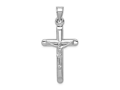 Rhodium Over 14K White Gold Crucifix Pendant