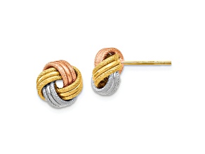 14K Tri-color Gold Polished Diamond-Cut Knot Stud Earrings