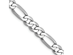 Rhodium Over 14k White Gold 5.5mm Solid Flat Figaro 24 Inch Chain