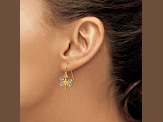 14k Yellow Gold and Rhodium Over 14k Yellow Gold Diamond-Cut Dragonfly Dangle Earrings