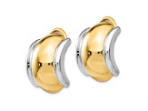 14k Yellow Gold and Rhodium Over 14k Yellow Gold Non-pierced Stud Earrings