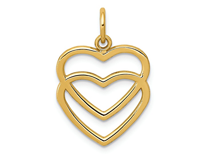 10K Yellow Gold Polished Double Heart Pendant