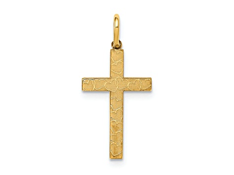 14k Yellow Gold Laser Designed Cross Charm